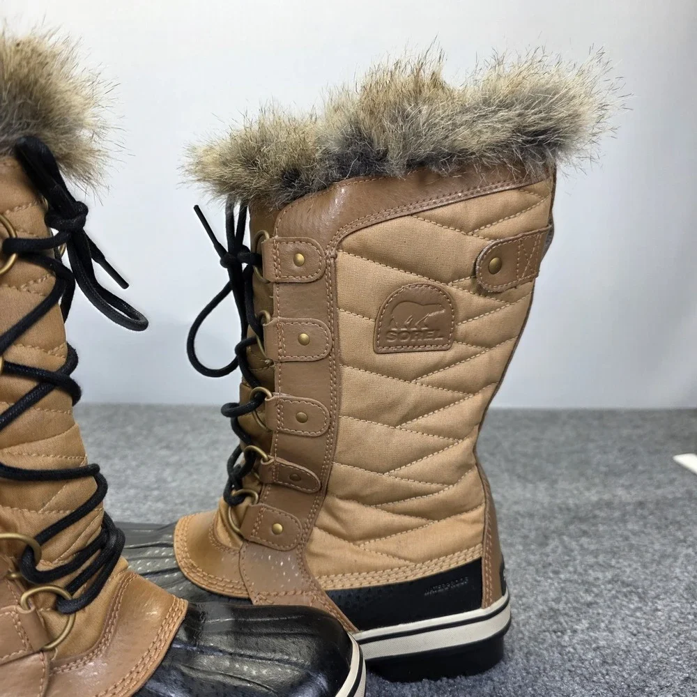 Sorel Tofino II Waterproof Snow Boots Winter Faux Fur Brown Women's Size 8